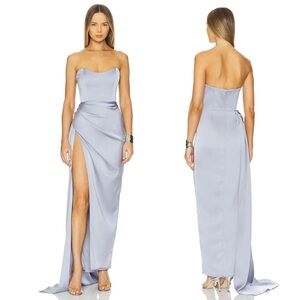 Katie May Strapless Satin Bita Gown in Periwinkle M